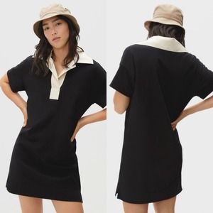 Everlane Black and Cream Midi Dress